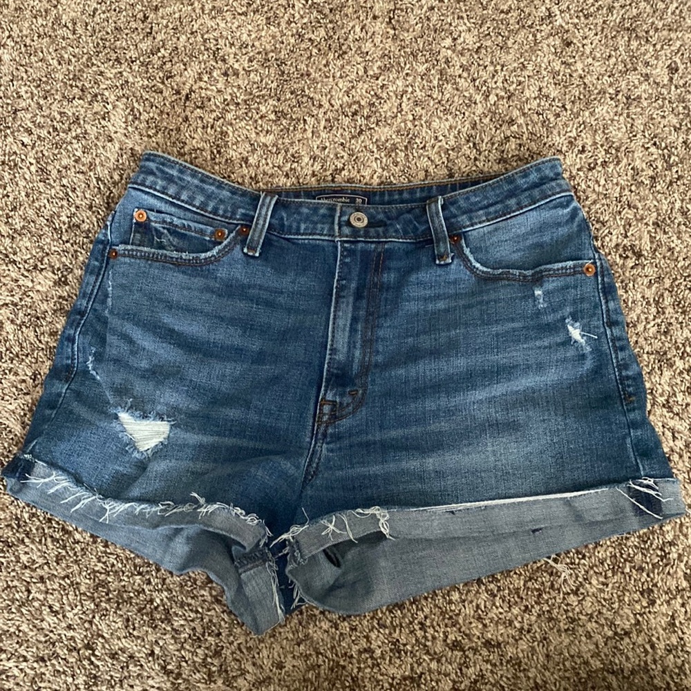 High rise denim shorts